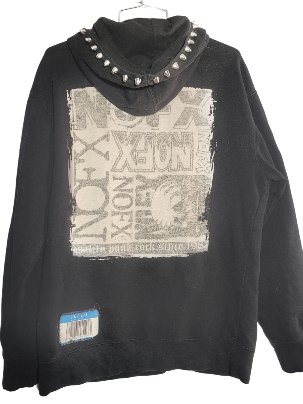 Vintage NOFX Tour Hand Studded Zip-Up Hoodie with Graphic & Extra Patche Added - Picture 3 of 6